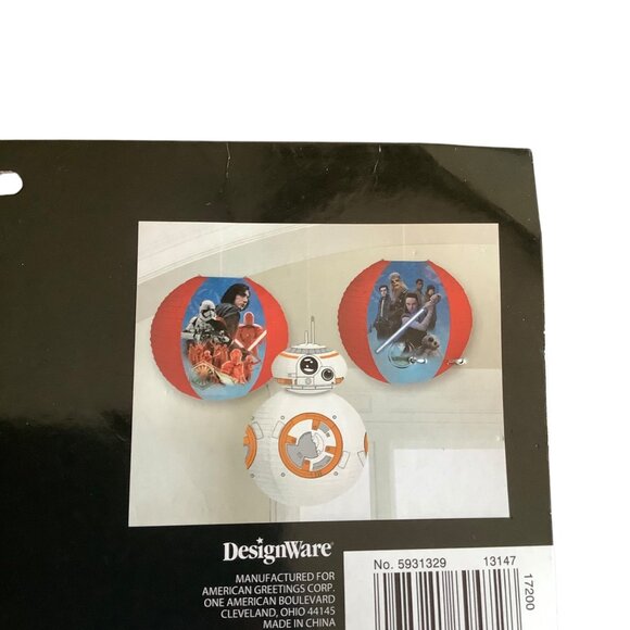Star Wars Force Awakens Paper Lanterns 4-Piece Set BB-8 & Characters with String - Picture 4 of 6